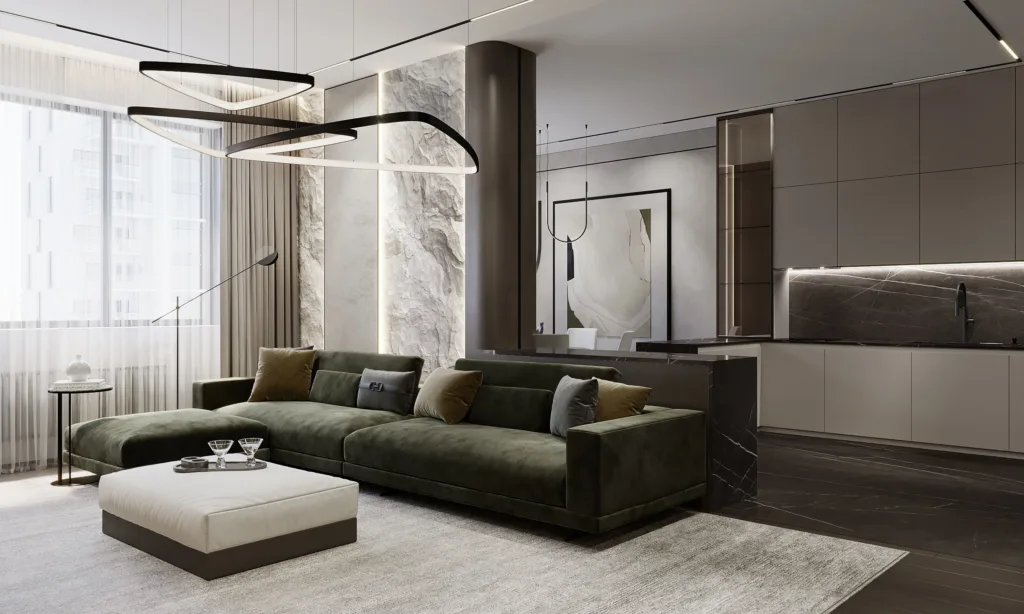 Premium luxury furniture set in modern living room
